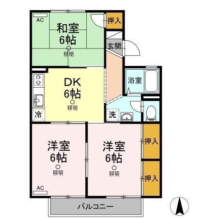 ジョイファミリー総社 B(3DK/2階)の間取り写真