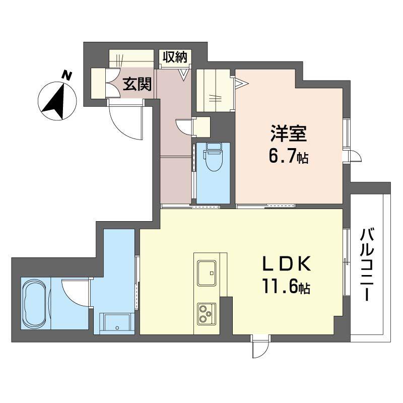 カーサ北沢(1LDK/2階)の間取り写真