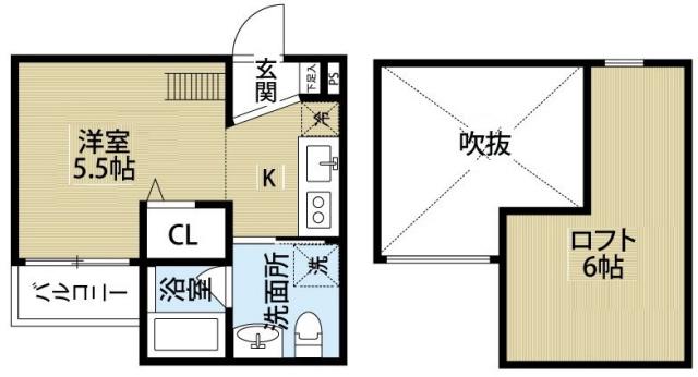 CUBE(ワンルーム/2階)の間取り写真