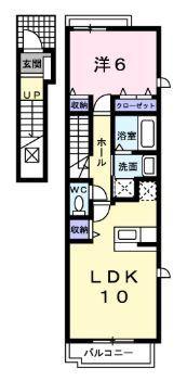 マロン グラッセ MARRON(1LDK/2階)の間取り写真