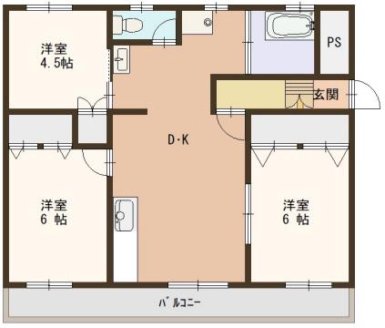 アルテハイム姫路(3DK/1階)の間取り写真