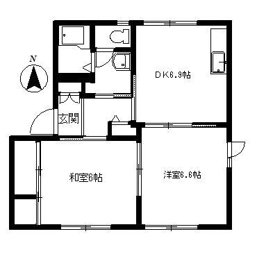 メゾン・ラフレシス(2DK/1階)の間取り写真