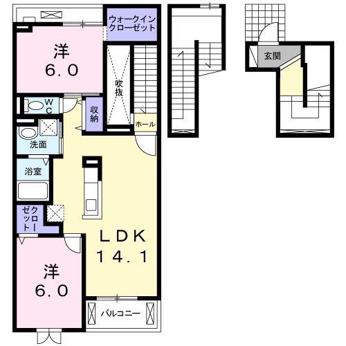 アンフォレット C(2LDK/3階)の間取り写真