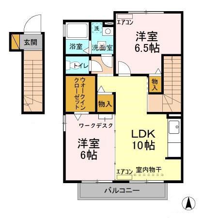 グリーンヴィラカラビナR(2LDK/2階)の間取り写真