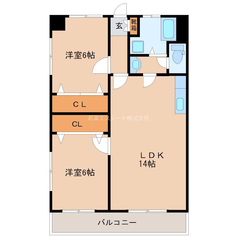 IT国分ビル(2LDK/1階)の間取り写真