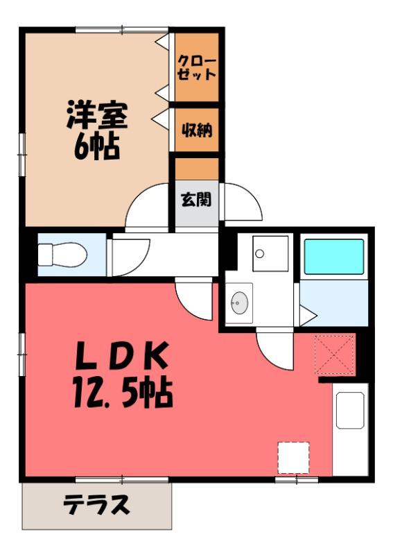 ルミナス・オリエンタルコート(1LDK/2階)の間取り写真
