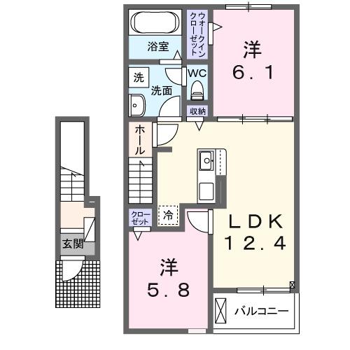 アザレアT III(2LDK/2階)の間取り写真