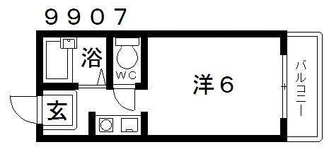 グレード小山(1K/2階)の間取り写真