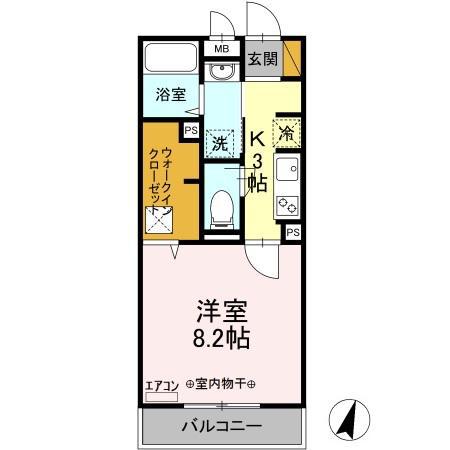 ヴェルデカーサ(1K/1階)の間取り写真