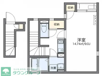 レオネクストワン(1K/2階)の間取り写真