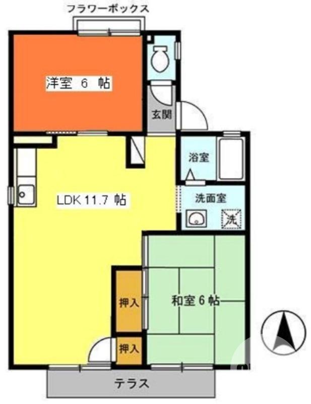 セジュール深井I(2LDK/1階)の間取り写真
