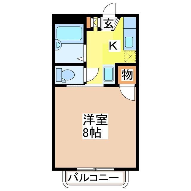 沖本ハイツC(1K/2階)の間取り写真