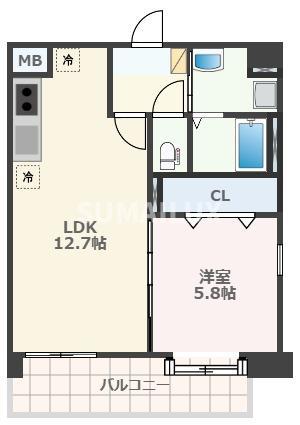 サクラス大江(1LDK/5階)の間取り写真