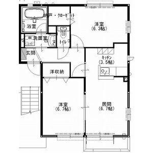 ベルハイツD(2LDK/1階)の間取り写真