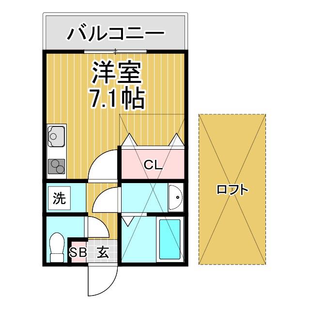 リノハイツ鈴蘭台駅前A棟(ワンルーム/2階)の間取り写真