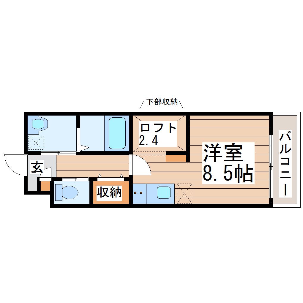 キャビン東照宮(ワンルーム/1階)の間取り写真
