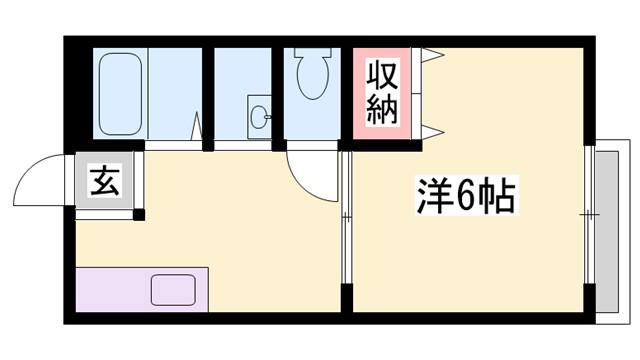 リトルフォレスト御立IIA棟(1K/2階)の間取り写真