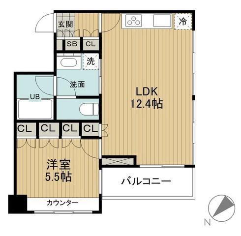 ヒューリック荏原(1LDK/11階)の間取り写真