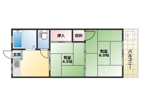 立花マンション(2K/1階)の間取り写真