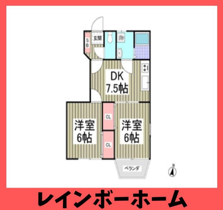 サニービレッジ壱番館(2DK/1階)の間取り写真