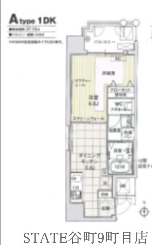 GALLERY谷町(1DK/6階)の間取り写真