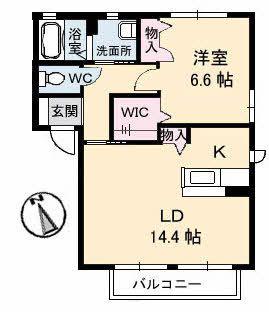 ダンデライオン D棟(1LDK/1階)の間取り写真