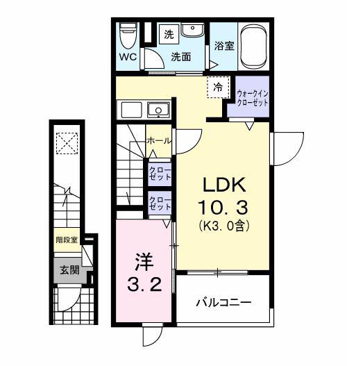 ブリュームIII(1LDK/2階)の間取り写真