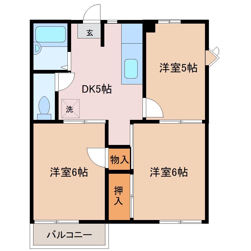 紅葉ケ丘ヴィレッジ(3DK/2階)の間取り写真