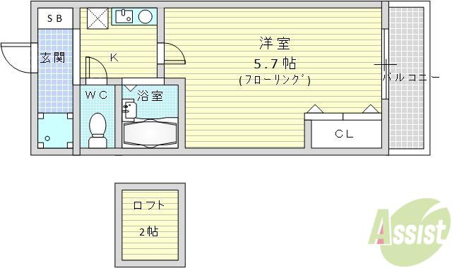 MESSAGE関大前(1K/3階)の間取り写真