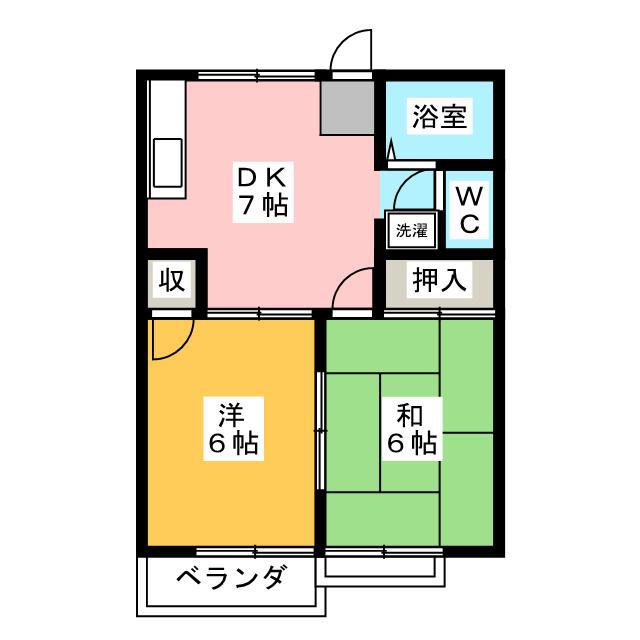 ケイアイアパートメントA(2DK/2階)の間取り写真