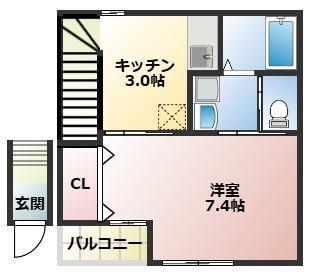 セレ谷塚(1K/2階)の間取り写真