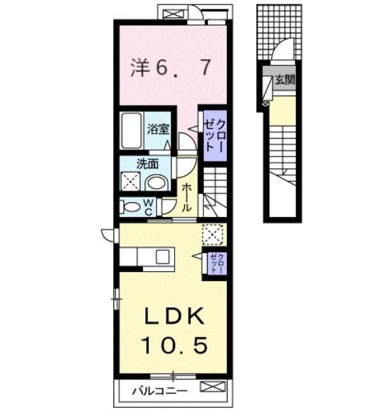 レガシ-(1LDK/2階)の間取り写真