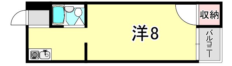 ジョイ立花(1K/3階)の間取り写真