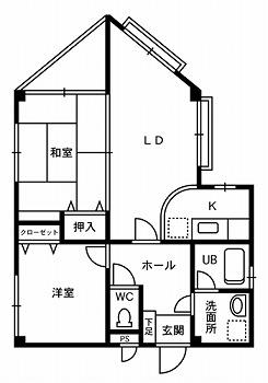 シャロームI(2LDK/2階)の間取り写真