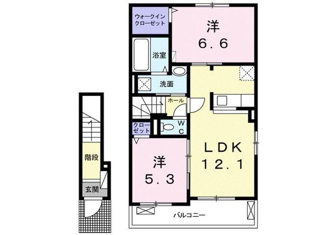 サマックス・ヴァンクール(2LDK/2階)の間取り写真