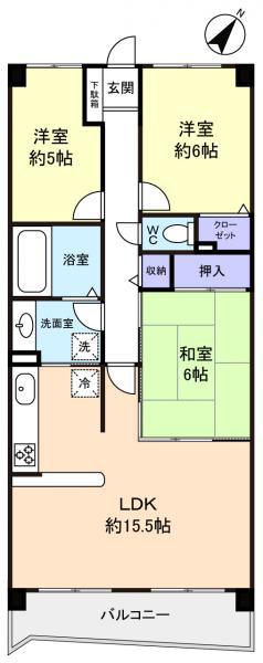 エクセル八千代緑が丘(3LDK/3階)の間取り写真