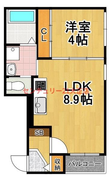 ハーモニーテラスCEDAR HOUSE(1LDK/1階)の間取り写真
