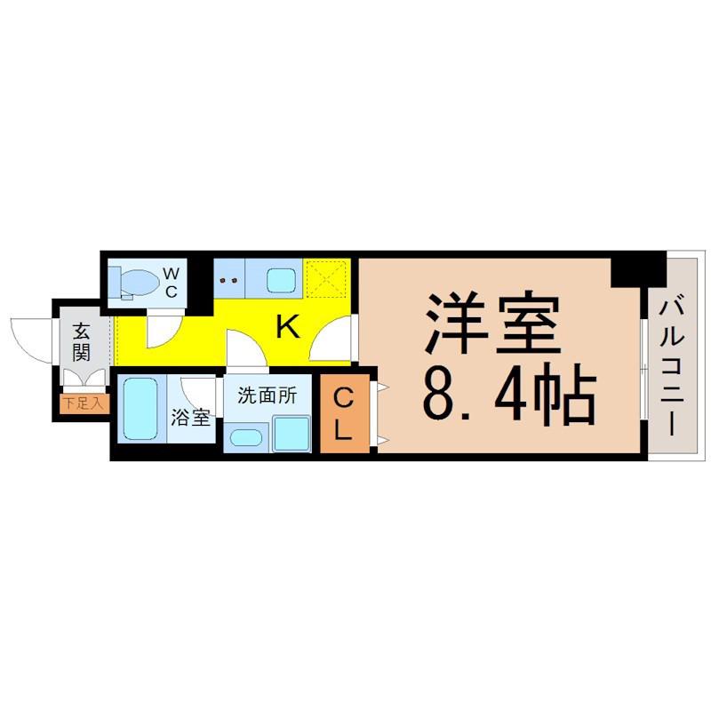 ECRIN 上前津(1K/8階)の間取り写真