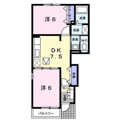 プリムローズ I(2DK/1階)の間取り写真