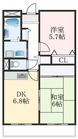 レジデンスコトン(2DK/3階)の間取り写真