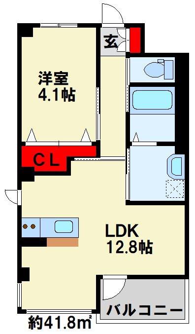 UNIVALY 芙蓉王(1LDK/3階)の間取り写真