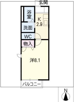 シャンドォール上社(1K/2階)の間取り写真