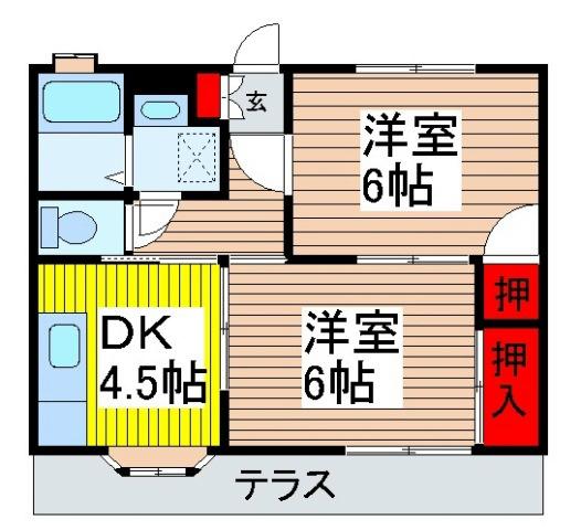 アバンサールプリモB(2DK/2階)の間取り写真