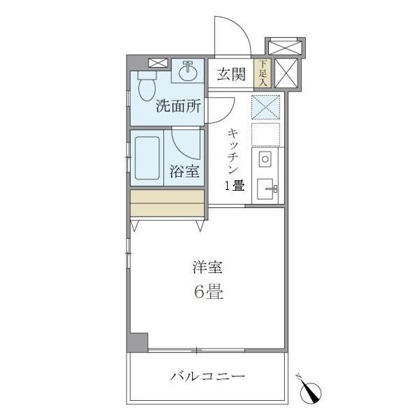 キバサンフラット(1K/2階)の間取り写真