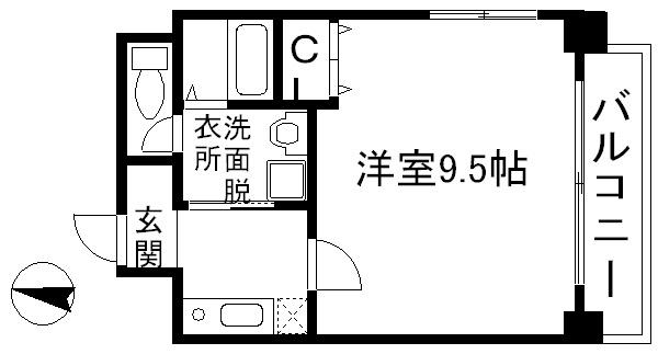 エレガント鴨川C棟(1K/4階)の間取り写真