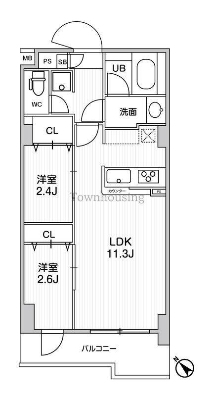 ドゥーエ曳舟(2LDK/5階)の間取り写真