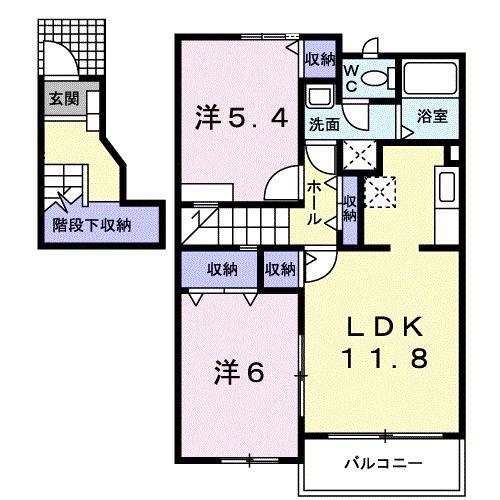 マジョリティー(2LDK/2階)の間取り写真