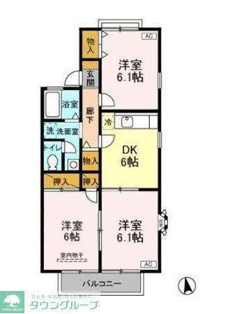 メゾンベール壱番館(3DK/1階)の間取り写真