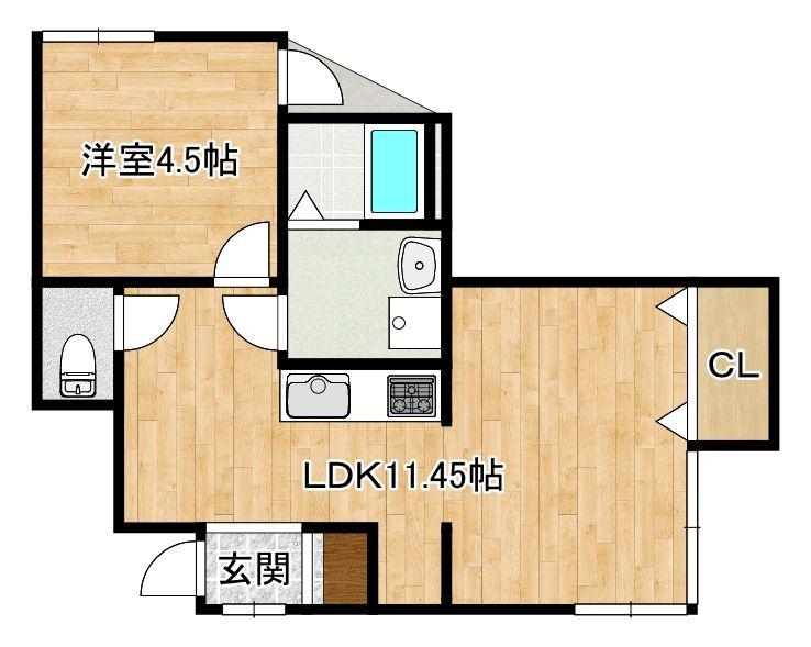 BELL HILLS(1LDK/1階)の間取り写真