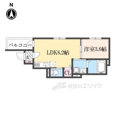 YUMAISON ウエスト(1LDK/2階)の間取り写真